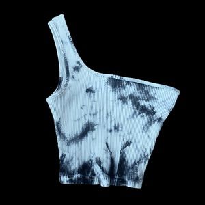 Cropped One Shoulder Tie Dye Shirt